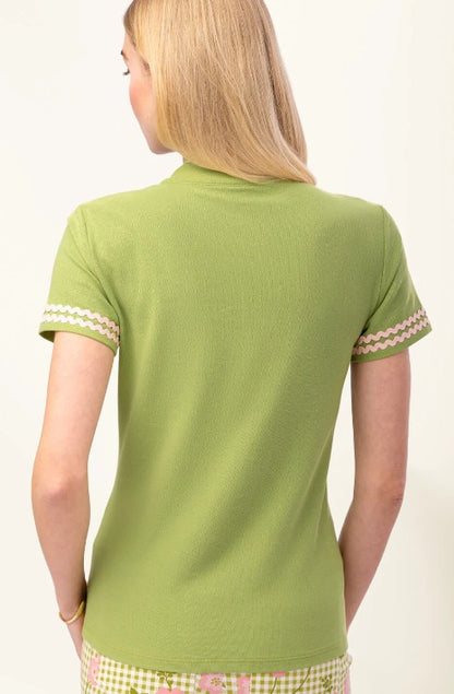 Spartina Serena Ric Rac Short Sleeve Zip Top