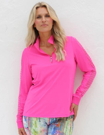 FAMARA SHEER LONG SLEEVE GOLF SHIRT (MULTIPLE COLORS)