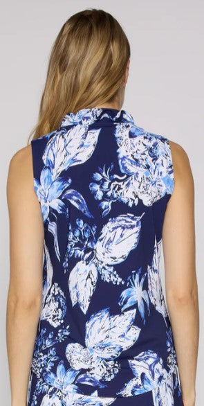 G Lifestyle MOODBOARD Sleeveless V-Neck Ruffle Top in Blue Lily