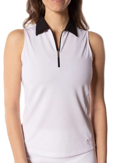 Golftini Sleeveless Contrast Zip Polo (Multiple Colors)