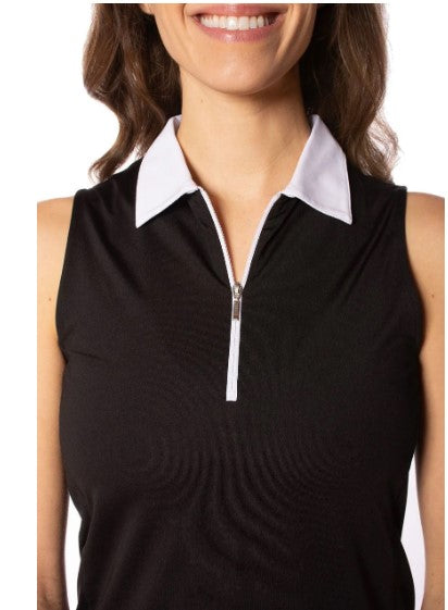 Golftini Sleeveless Contrast Zip Polo (Multiple Colors)