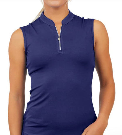 Sofibella UV Pique Zip Sleeveless Top (Essentials Multiple Colors)