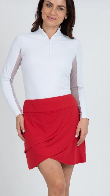 IBKUL Solid Layered Skort 16" in Holiday Red