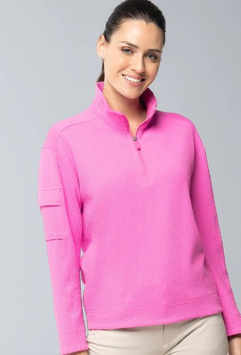 IBKUL Solid Popcorn Stitch 1/4 Zip Pullover (Multiple Colors)