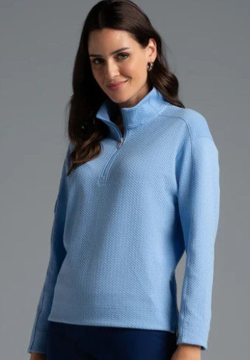 IBKUL Solid Popcorn Stitch 1/4 Zip Pullover (Multiple Colors)