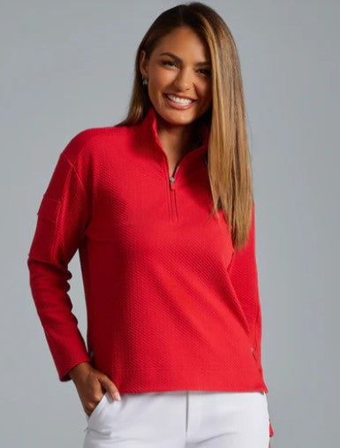 IBKUL Solid Popcorn Stitch 1/4 Zip Pullover (Multiple Colors)