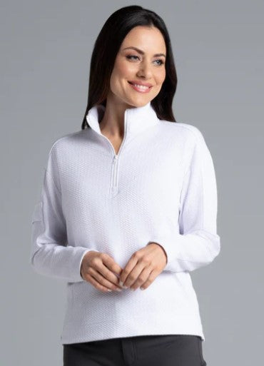 IBKUL Solid Popcorn Stitch 1/4 Zip Pullover (Multiple Colors)