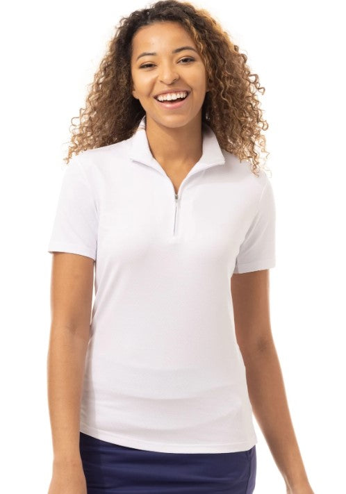 SanSoleil SolTek LUX Short Sleeve Zip Mock Essential Solid (Multiple Colors)