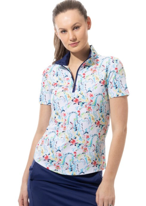 SanSoleil SolTek LUX Short Sleeve Zip Mock Prints (Multiple Colors)