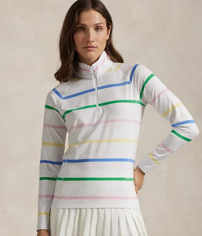 Ralph Lauren RLX Long Sleeve Striped Stretch Jersey Quarter-Zip