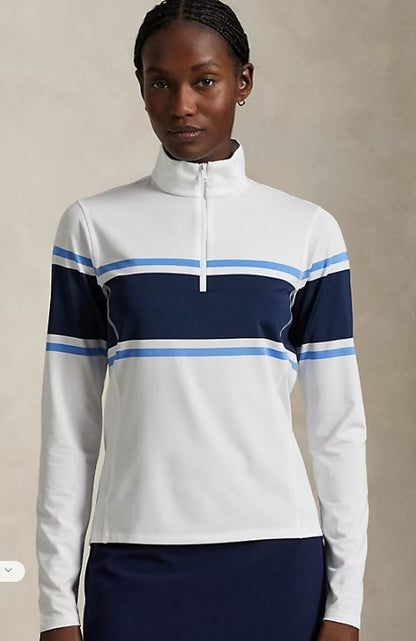 Ralph Lauren RLX Long Sleeve Striped Stretch Jersey Quarter-Zip