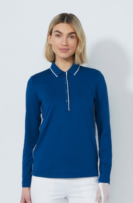 Daily Sports BLUE ILLUSIONS Stud Logo Long Sleeve Polo Shirt