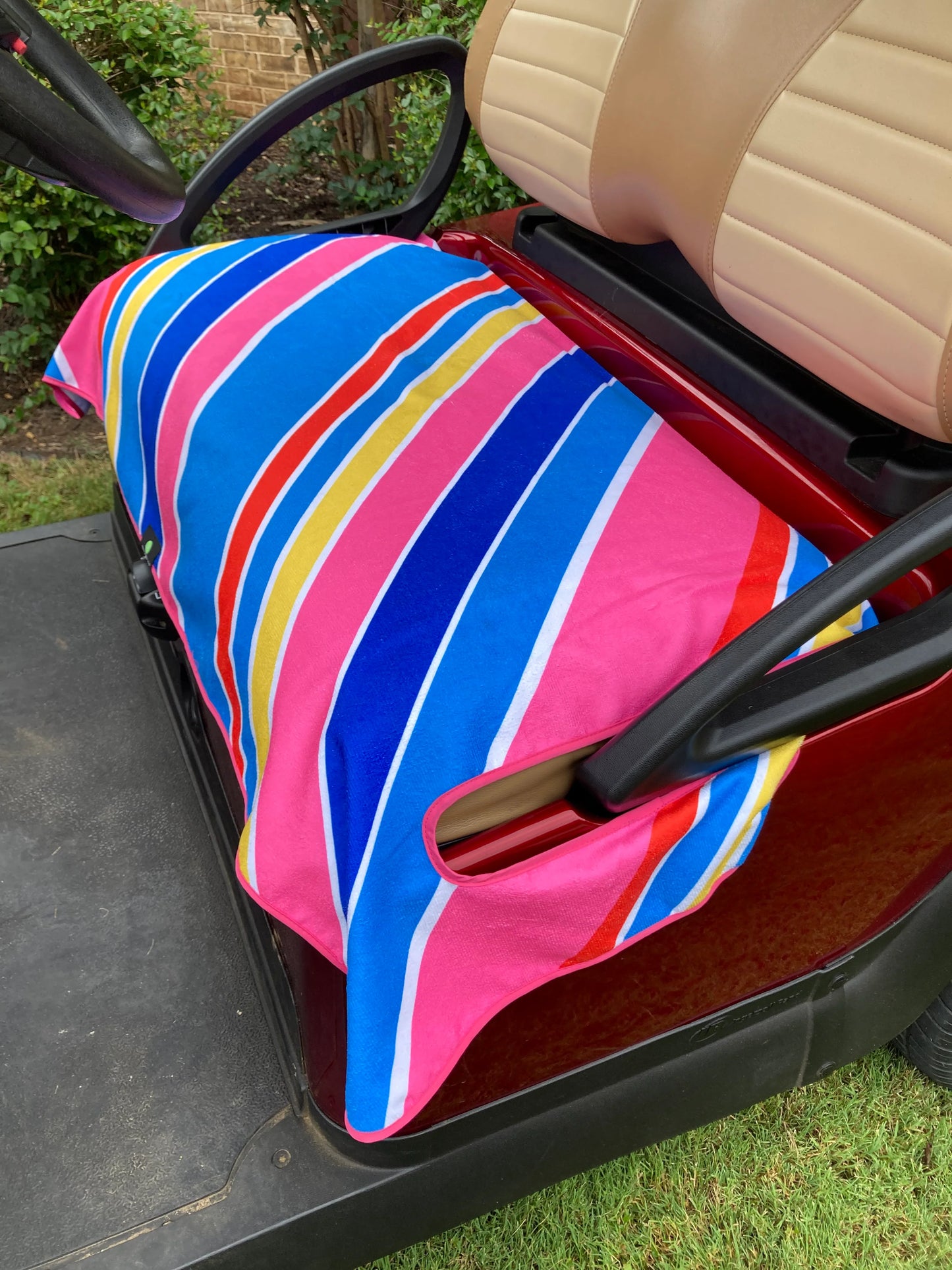 Birdie Balou Summer Stripe Pink Golf Cart Seat Cover