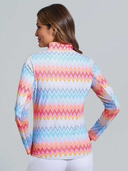 IBKUL Susan Print Long Sleeve Mock Neck Top (Multiple Colors)