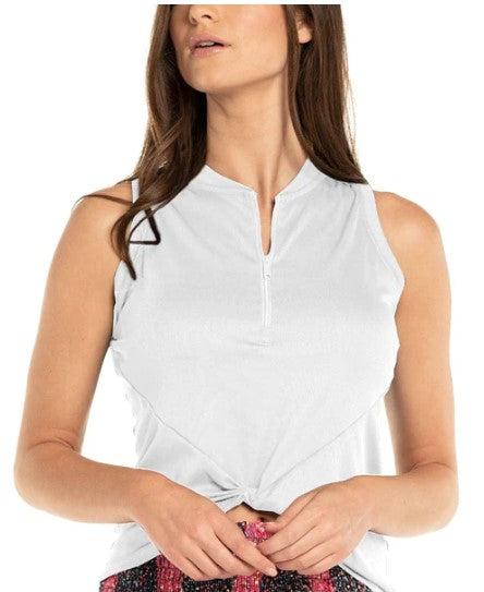 Lucky in Love Twist It Up Zip Sleeveless Top (Multiple Colors)