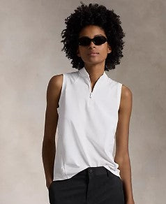 Ralph Lauren Tailored Fit Piqué Sleeveless Shirt in Ceramic White