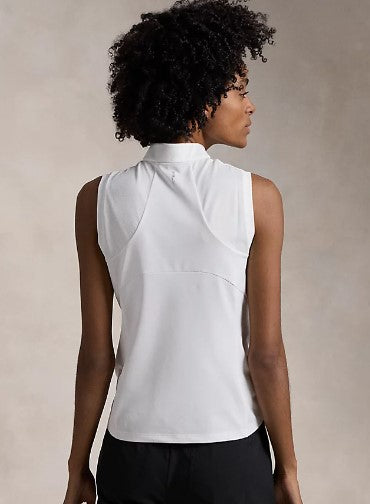 Ralph Lauren Tailored Fit Piqué Sleeveless Shirt in Ceramic White