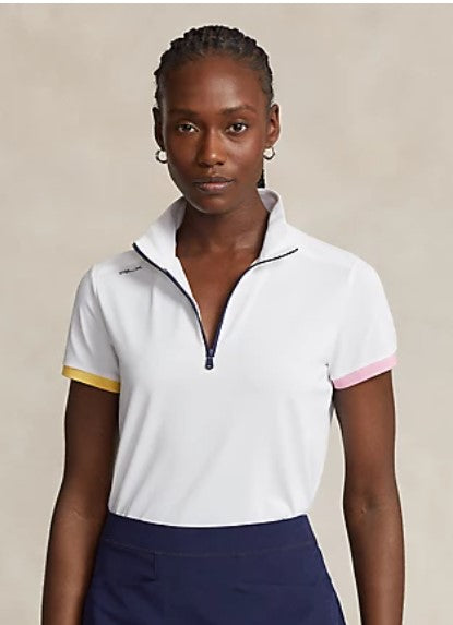 Ralph Lauren Tailored Fit Quarter-Zip Piqué Short Sleeve Shirt