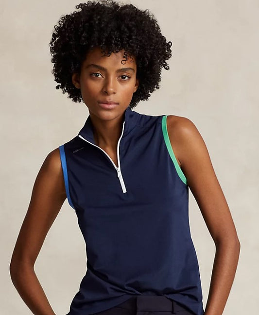 Ralph Lauren RLX Sleeveless Quarter-Zip Shirt in Navy