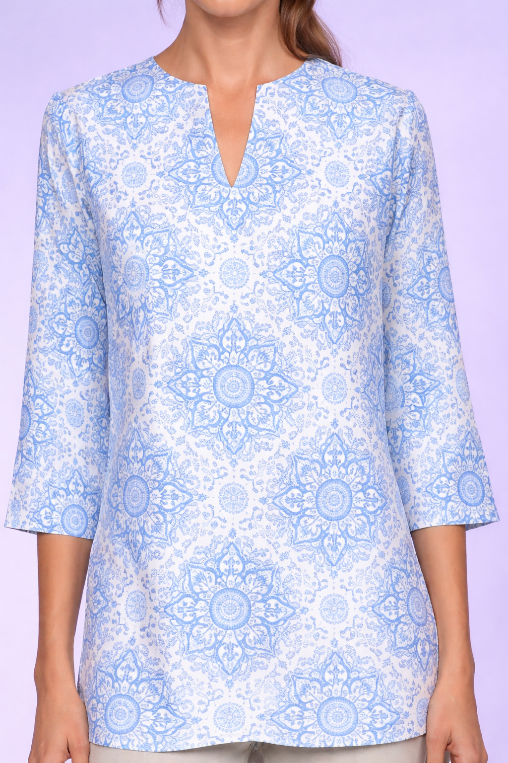 Katherine Way Boca Tiki Bar Tunic in Blue Marrakech