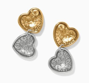 Brighton Trianon Heart Small Two-Tone Post Drop Earrings