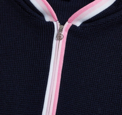 G/FORE APPAREL WAFFLE STITCH MERINO WOOL HOODED QUARTER ZIP SWEATER