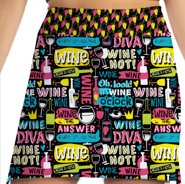 Skort Obsession Wine Not Skort 17"