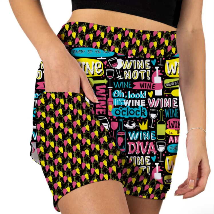 Skort Obsession Wine Not Skort 17"