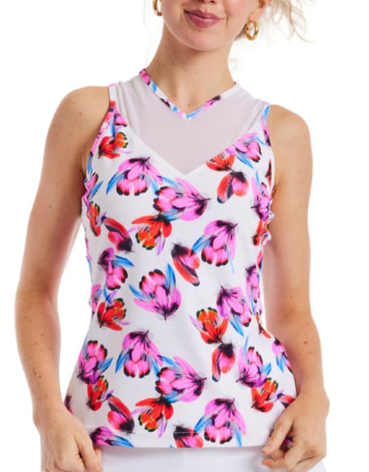 Tzu Tzu Winnie Flutter Sleeveless Racerback Top
