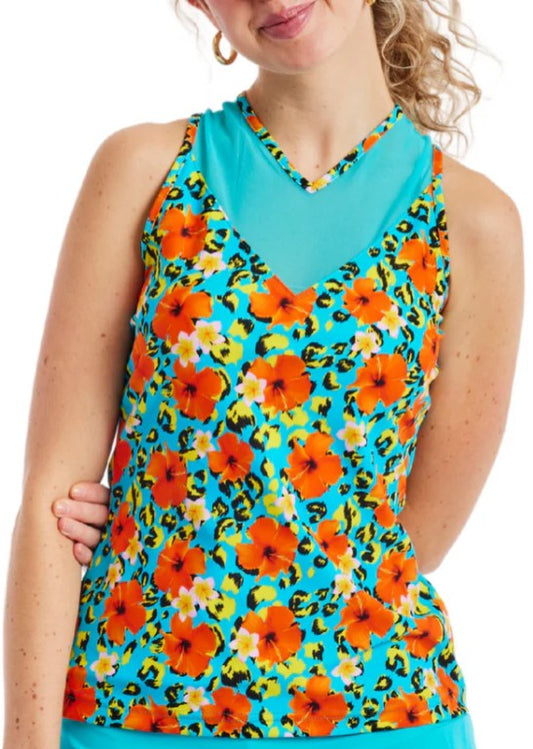 Tzu Tzu Winnie Tropicana Sleeveless Racerback Top