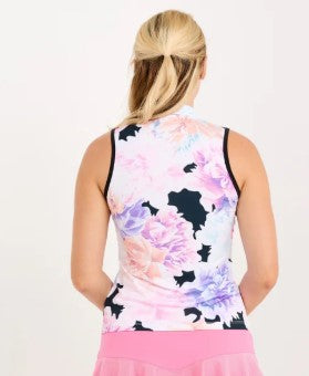 Sofibella Floral Lux Sleeveless Polo in Peonies