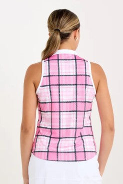 Sofibella Floral Lux Sleeveless Polo in Lennox Plaid