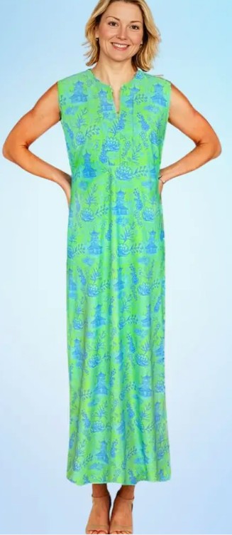 Katherine Way Worth Avenue Sleeveless Tunic Maxi Dress