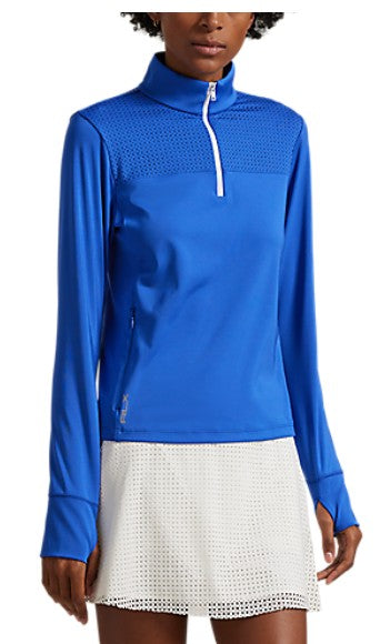 Ralph Lauren RLX LONG-SLEEVE POLYESTER INTERLOCK W/ EYELET DETAIL PULLOVER
