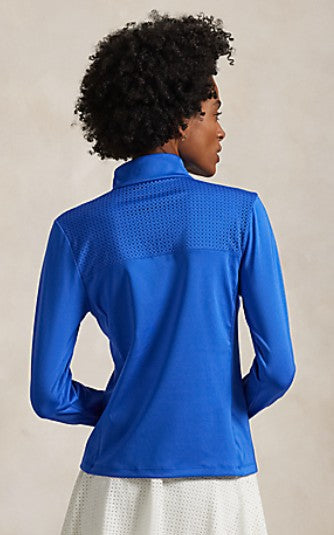 Ralph Lauren RLX LONG-SLEEVE POLYESTER INTERLOCK W/ EYELET DETAIL PULLOVER