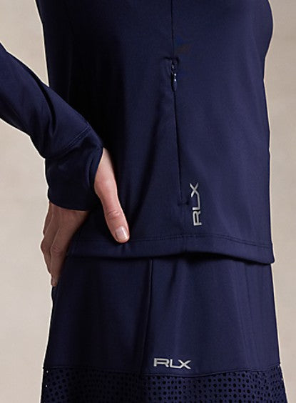 Ralph Lauren RLX LONG-SLEEVE POLYESTER INTERLOCK W/ EYELET DETAIL PULLOVER