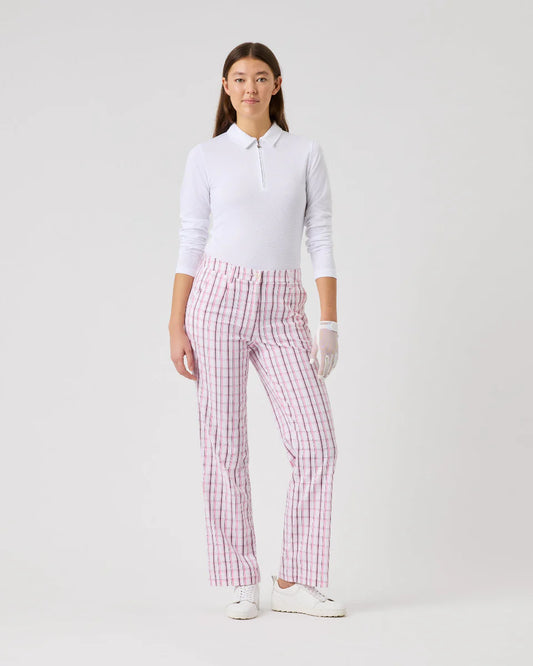 Daily Sports Plaid Black White Ankle Pants 27" in Multi Check Pink