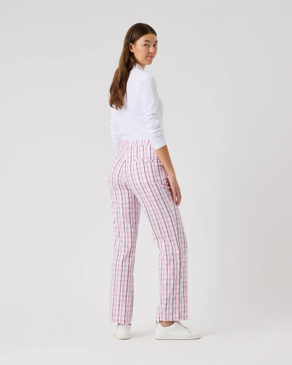 Daily Sports Plaid Black White Ankle Pants 27" in Multi Check Pink