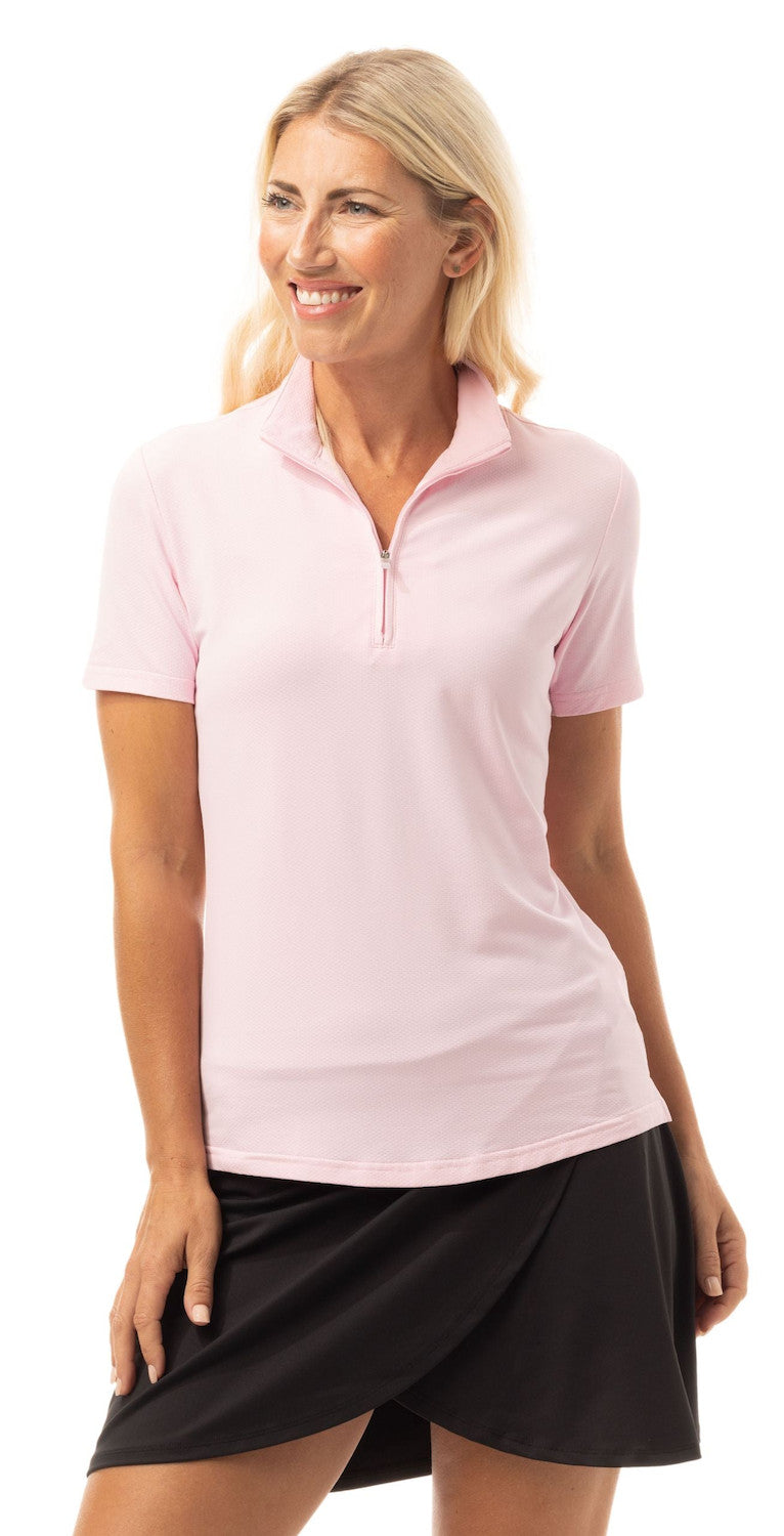 SanSoleil SolTek LUX Short Sleeve Zip Solid Mock (Multiple Colors)
