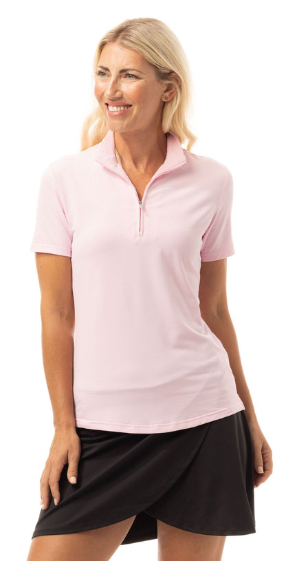 SanSoleil SolTek LUX Short Sleeve Zip Solid Mock (Multiple Colors)