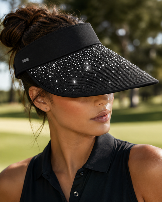 Sun N Sand Extra Coverage Rhinestones Hook and Loop Visor 5.25"