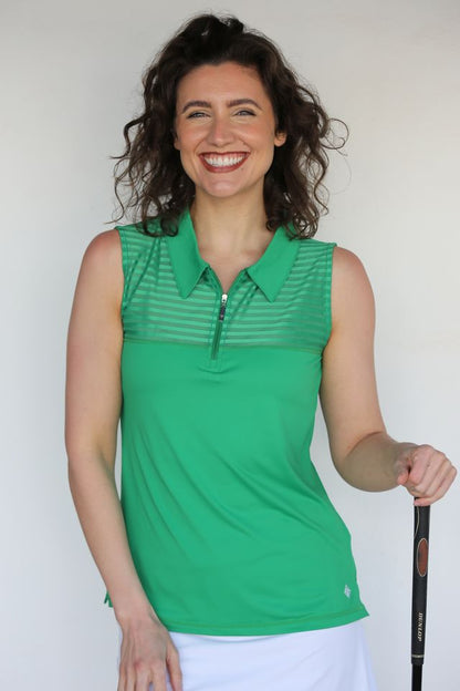 FAMARA Emerald Sleeveless Sheer Golf Shirt