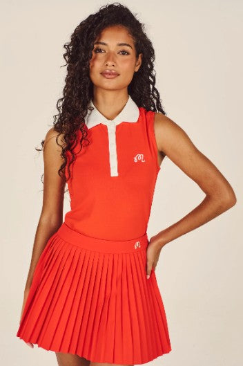 Malbon CLAUDIA SLEEVELESS POLO in GRENADINE RED