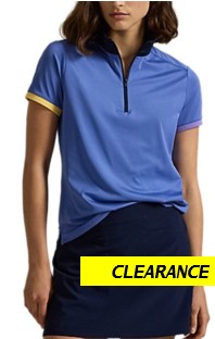 Ralph Lauren RLX SHORT-SLEEVE AIR TECH PIQUE 1/4 ZIP TRI COLOR POLO
