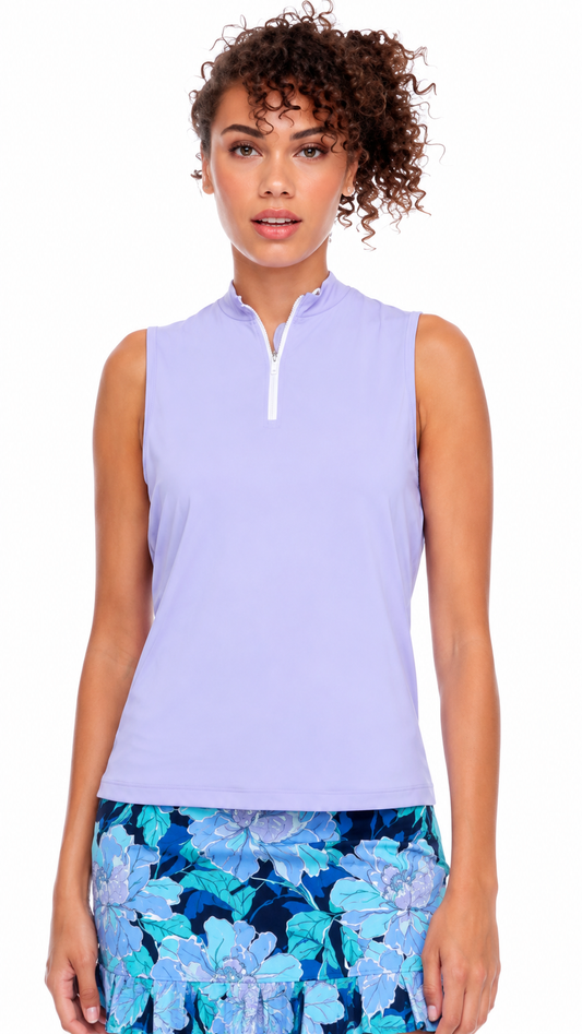 Swing Control Sleeveless Pique Mockneck