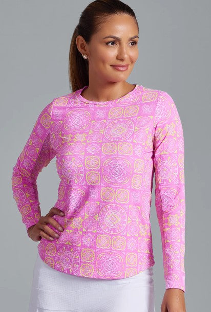 IBKUL Colette Print Long Sleeve Crew Neck (Multiple Colors)