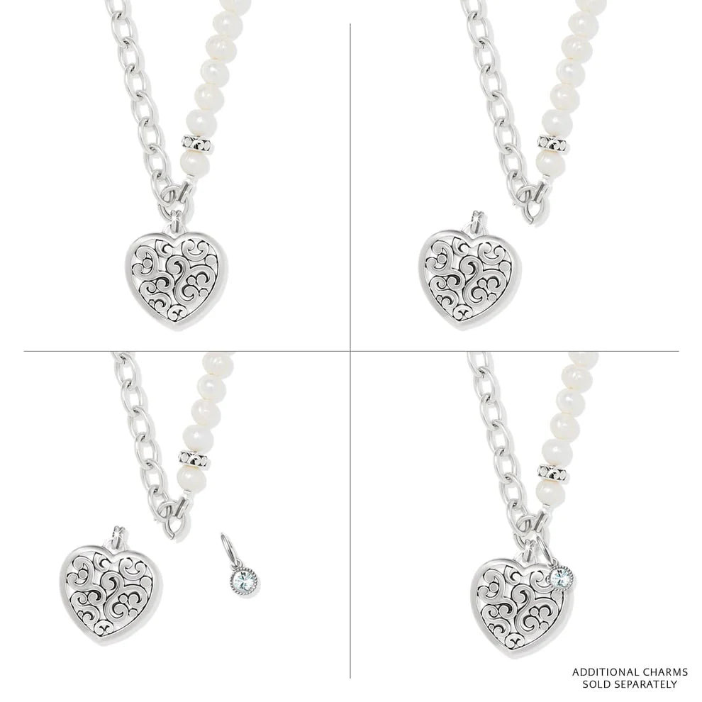 Brighton Contempo Heart Pearl Charm Necklace