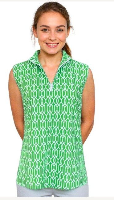 Katherine Way Lenox Sleeveless Top in Cupid's Arrow Shamrock and White