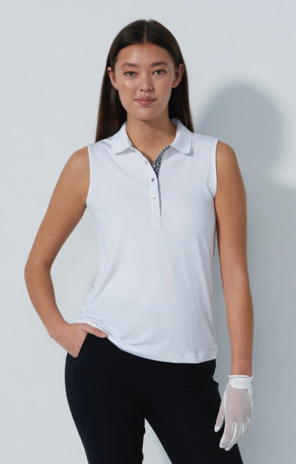 Daily Sports Diamond White Sleeveless Polo Shirt