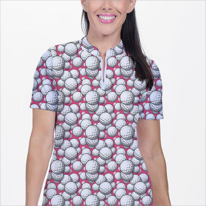 Skort Obsession Dimple Doodle Women's Polo Quarter Zip (Multiple Colors)